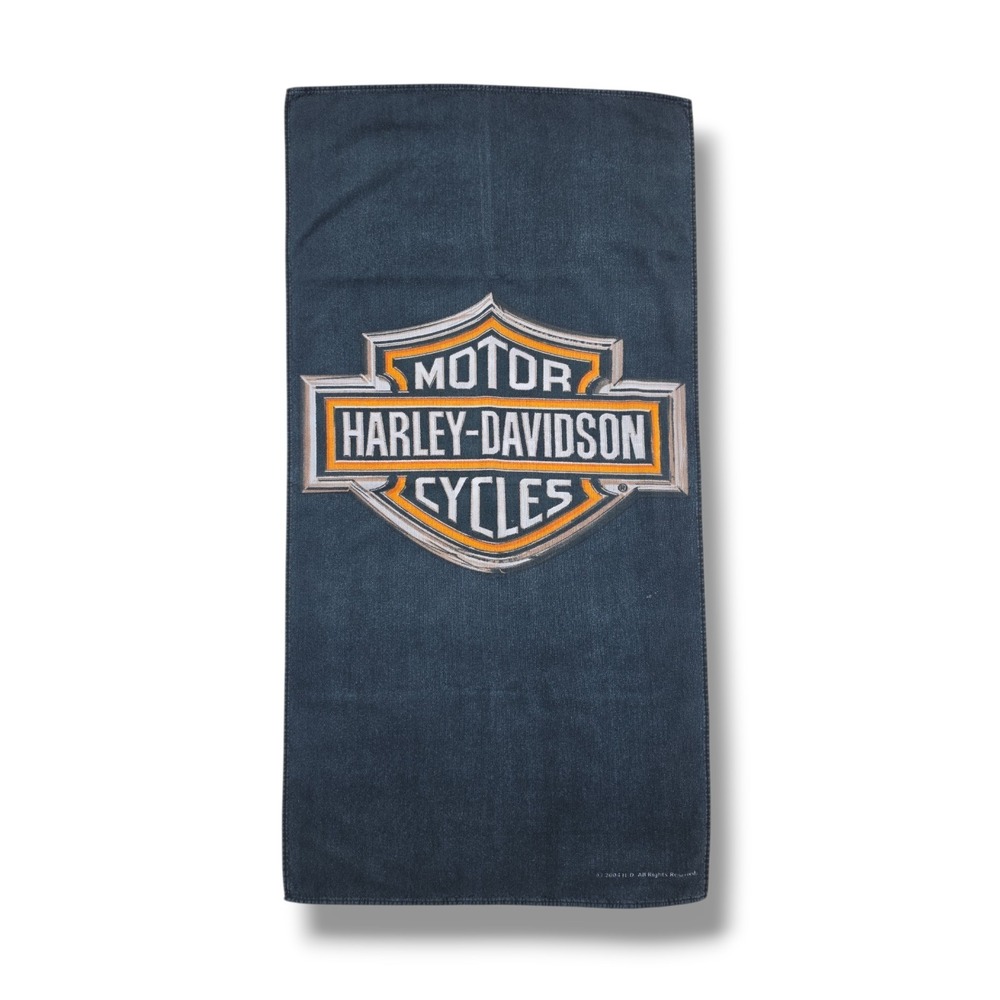Vintage 2004 Harley Davidson Motorcycles Beach Towel 26.5x53.5 Black Faded